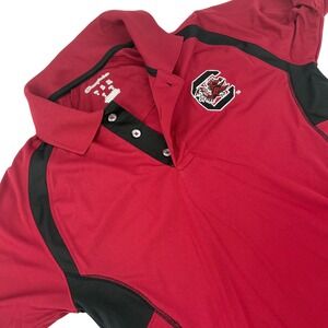 Champion Elite South Carolina Gamecocks Polo Shirt Mens Small Garnet Red Black